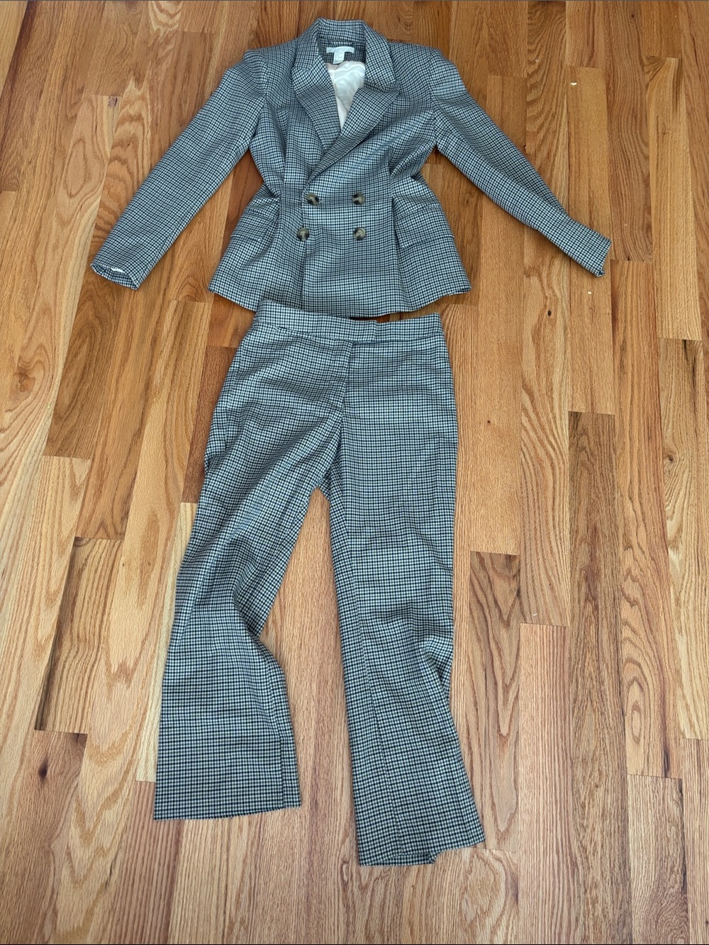 Houndstooth Double-Breasted Blazer & Pants Set
